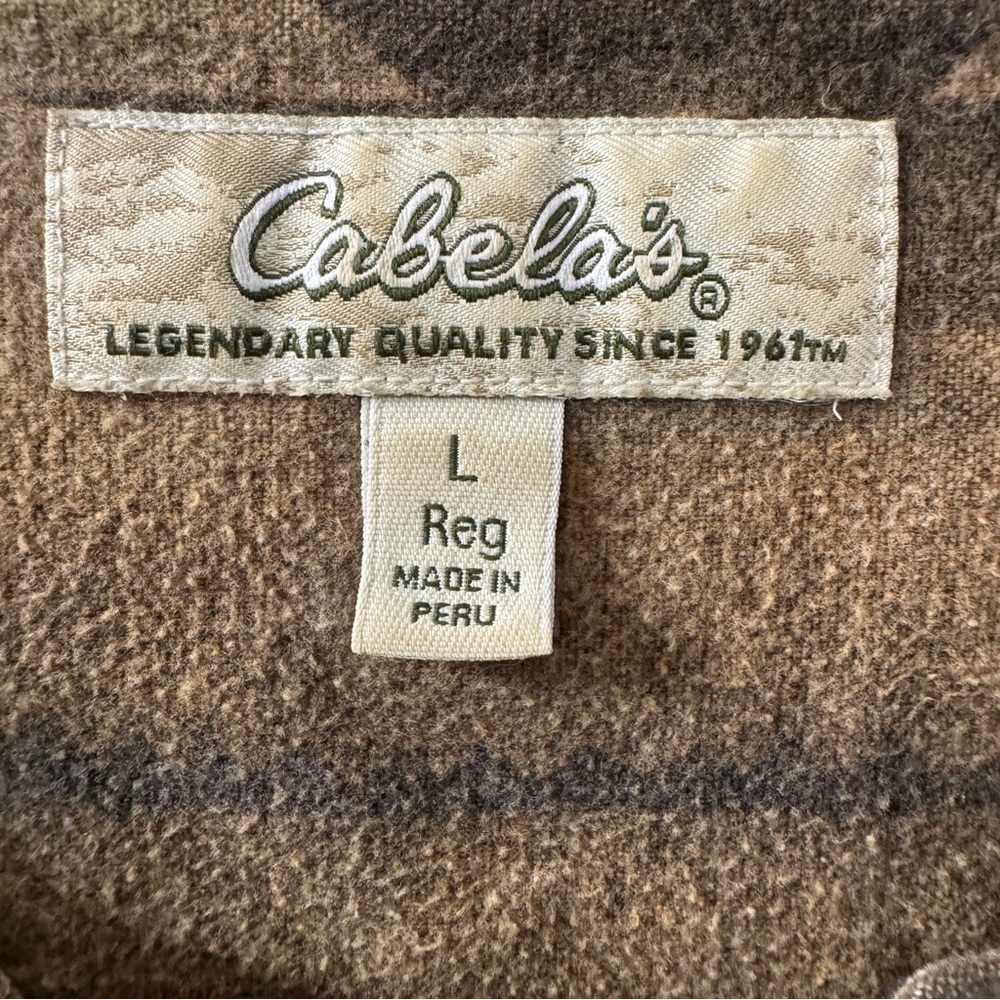 Vintage Cabela's Brown and Tan Southwestern Horse-Print Long Sleeve Cotton Shirt - Picture 5 of 10